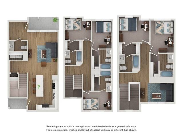 A 3D image of the 5BR/5.5BA – Durango floorplan, a  squarefoot, 5 bed / 5.5 bath unit